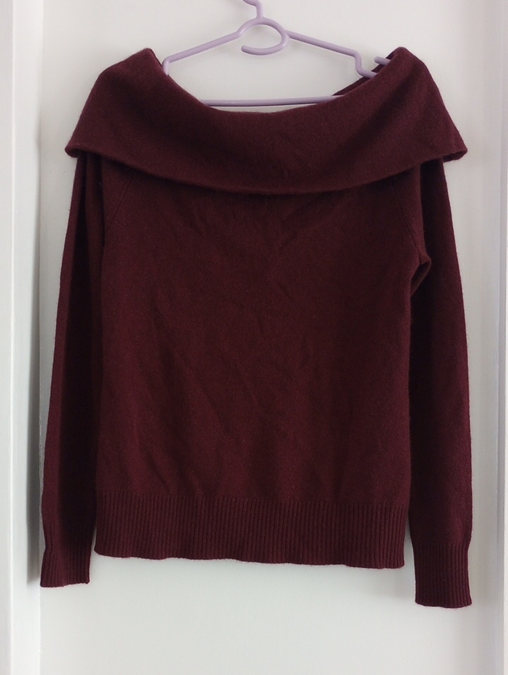 ANTONIO MELANI 100% Cashmere Wide Cowl Neck Maroon Burgundy Sweater Size S